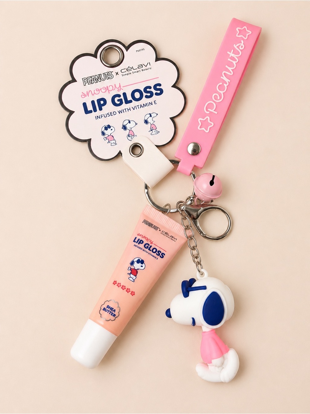 Peanuts Snoopy Lip Gloss Keychain Charm Pink Coquette Bag Accessory NWT